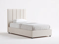 Einzelbett 205x105x118 cm - Stoffbezug in Beige - für Schlafzimmer - moderner Stil