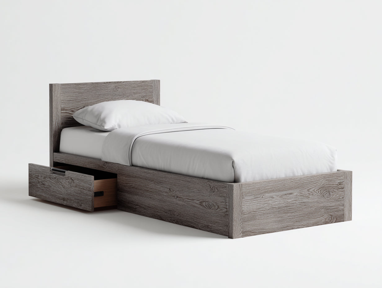 Einzelbett Holz 203x98x96 cm Grau - Modernes Schlafzimmerdesign