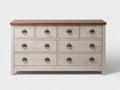 Kommode mit Schubladen Holzwerkstoff 140x45x85 cm - Weiß-Braun-Gold - klassische Schlafzimmerkommode mit 8 Schubladen