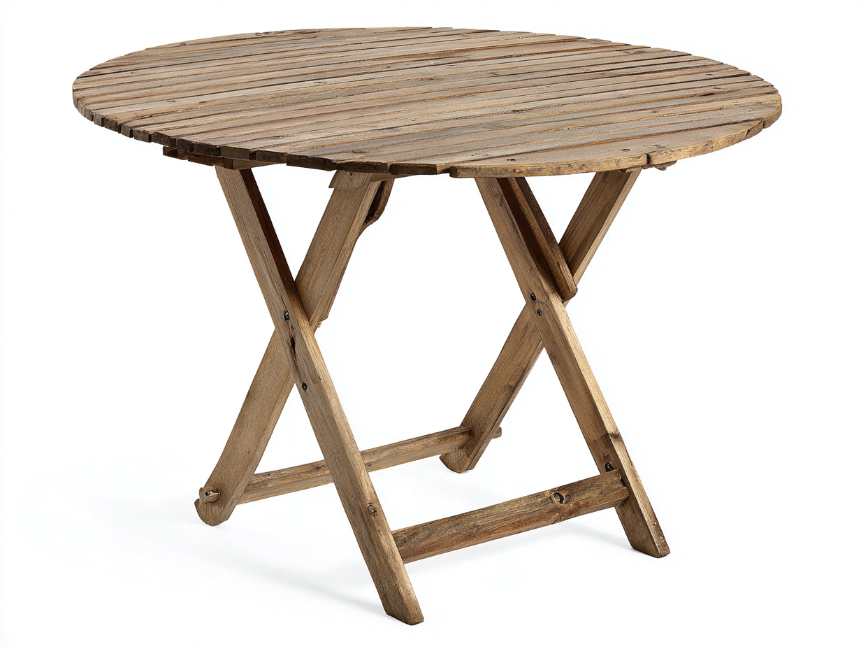 Gartentisch Holz 110x110x75 cm - Natur - runder Outdoor Tisch mit Lattenplatte