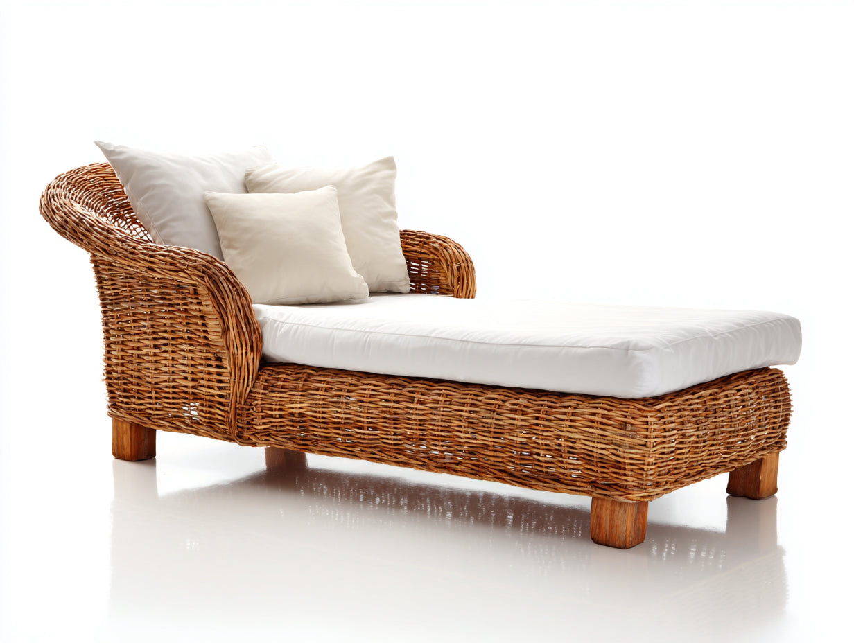 Sonnenliege Rattan 200x80x65 cm - Braun- Natur - Geflecht Design