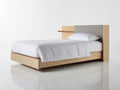 Einzelbett Holzwerkstoff 210x105x105 cm - Natur-Grau-Weiß - modernes Schlafzimmerbett mit Kopfteil und Ablage