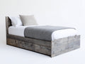 Einzelbett Holzwerkstoff 205x100x95 cm - Grau-Weiß - modernes Stauraumbett mit Schubladen
