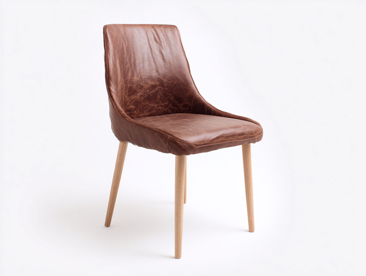 Esszimmerstuhl Kunstleder Holz 48x58x86 cm - Braun - gepolsterter Küchenstuhl