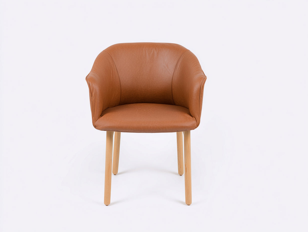 Esszimmerstühle Holz-Kunstleder 58x60x82 cm Natur-Braun - Modernes Esszimmerdesign