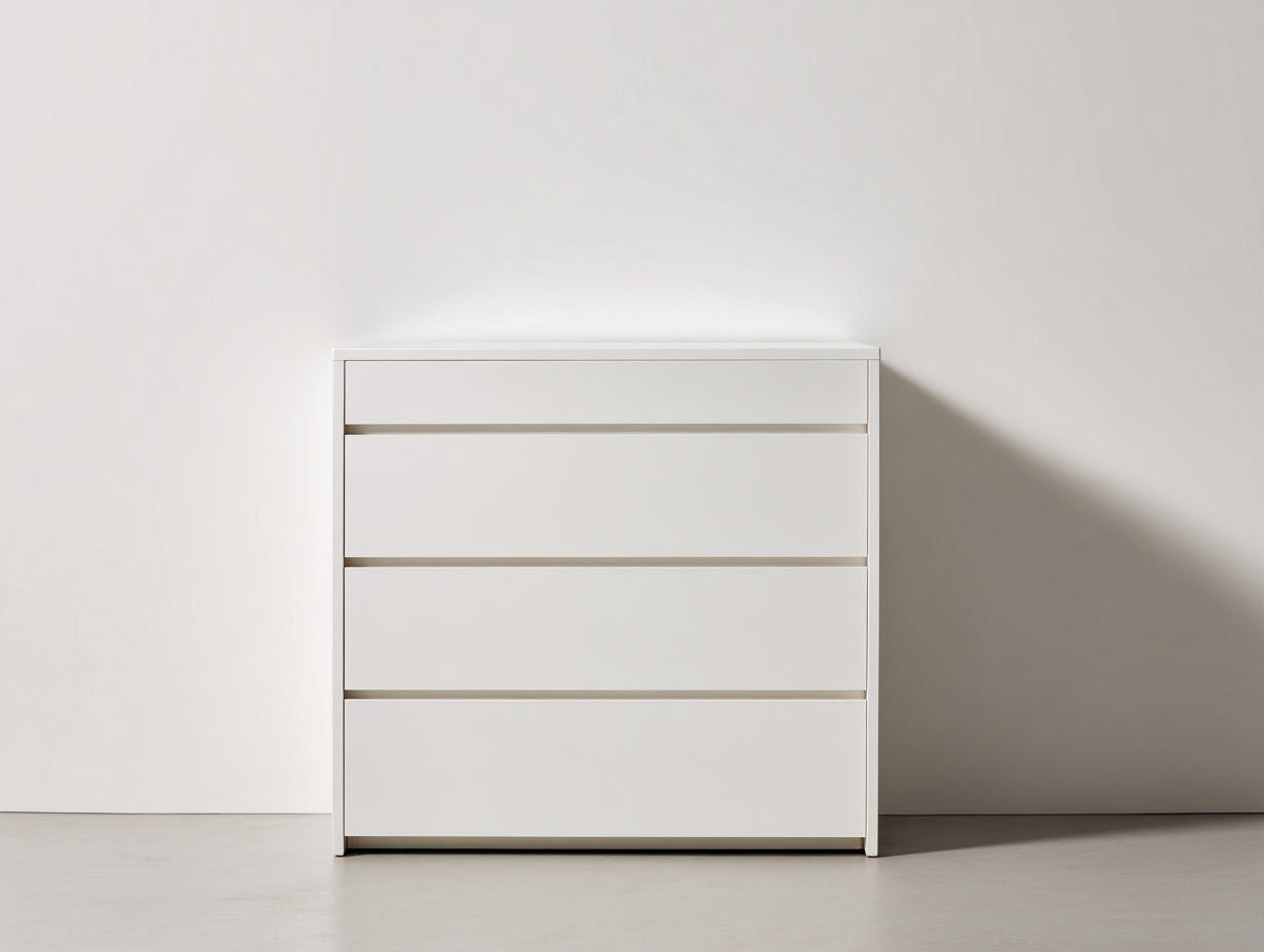 Kommode mit Schubladen Holzwerkstoff 90x40x95 cm - Weiß - moderne Schlafzimmerkommode mit 4 Schubladen