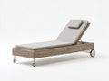 Sonnenliege Rattan 205x72x88 cm - Natur-Grau - verstellbare Gartenliege mit Rollen