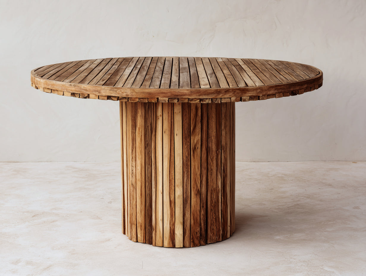 Gartentisch Holz 150x150x76 cm - Natur - Rundes Lamellendesign