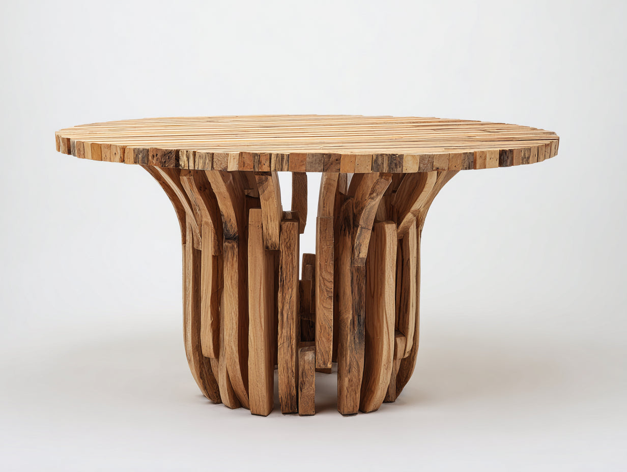Gartentisch Holz 150x150x76 cm Natur - Rustikales Gartendesign