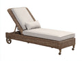 Sonnenliege Rattan 200x75x95 cm - Braun-Beige - verstellbare Gartenliege mit Rollen und Polsterauflage