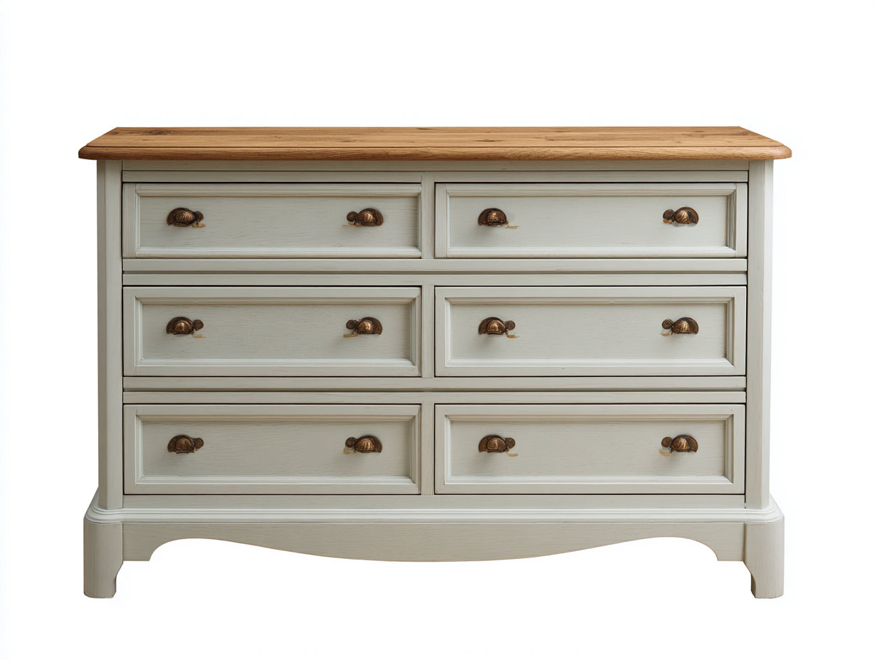 Kommode mit Schubladen Holz 120x45x80 cm - Beige- Natur - Klassisches Design