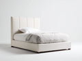 Einzelbett Stoff gepolstert 205x105x112 cm - Beige Schwarz - modernes Schlafzimmerbett
