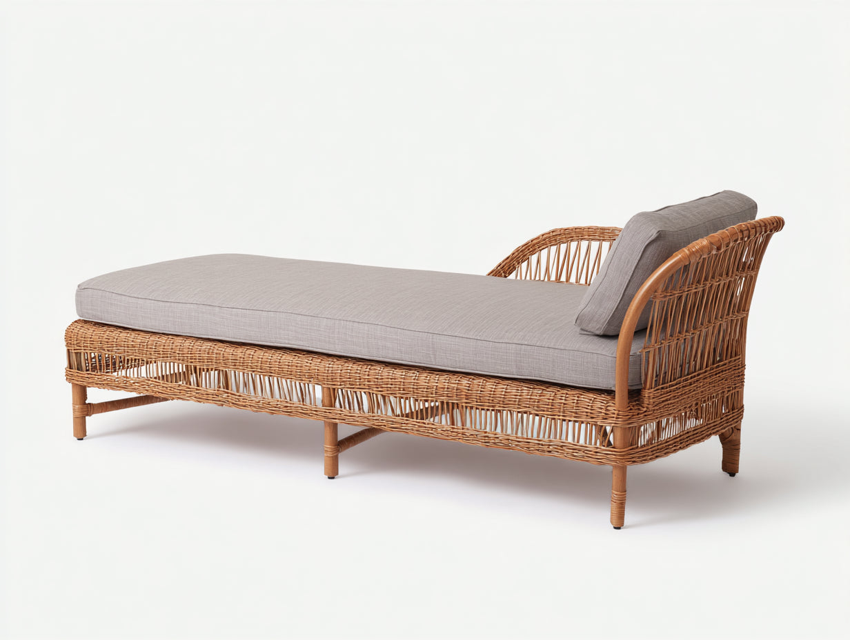 Sonnenliege Rattan 205x75x78 cm Natur-Grau - Klassisches Gartendesign